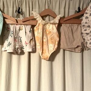 Cotton Buho Swimsuit Lot with Hats and Shorts 6-9 months